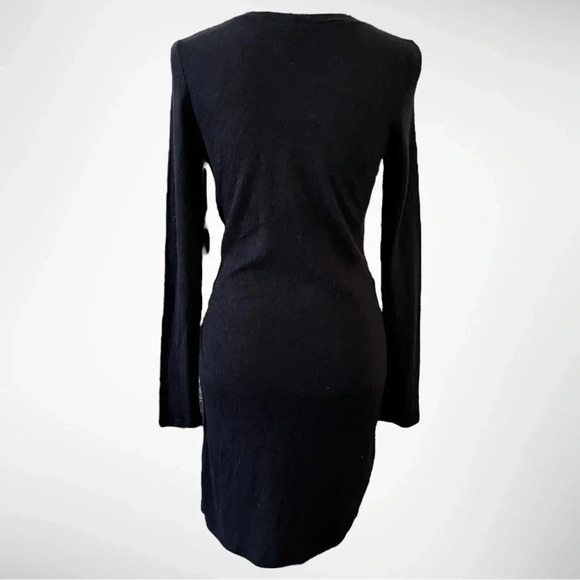 BY & BY Women's Black Long Sleeve Knit Dress With Tie Waist Medium | NWT‎ - Picture 3 of 12